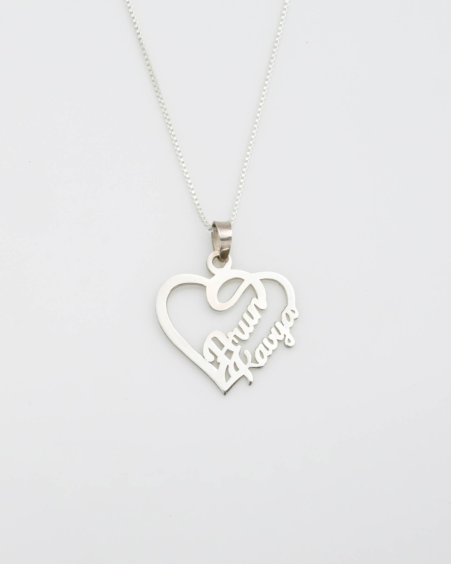 PERSONALISED COUPLE NAME ON HEART PENDANT