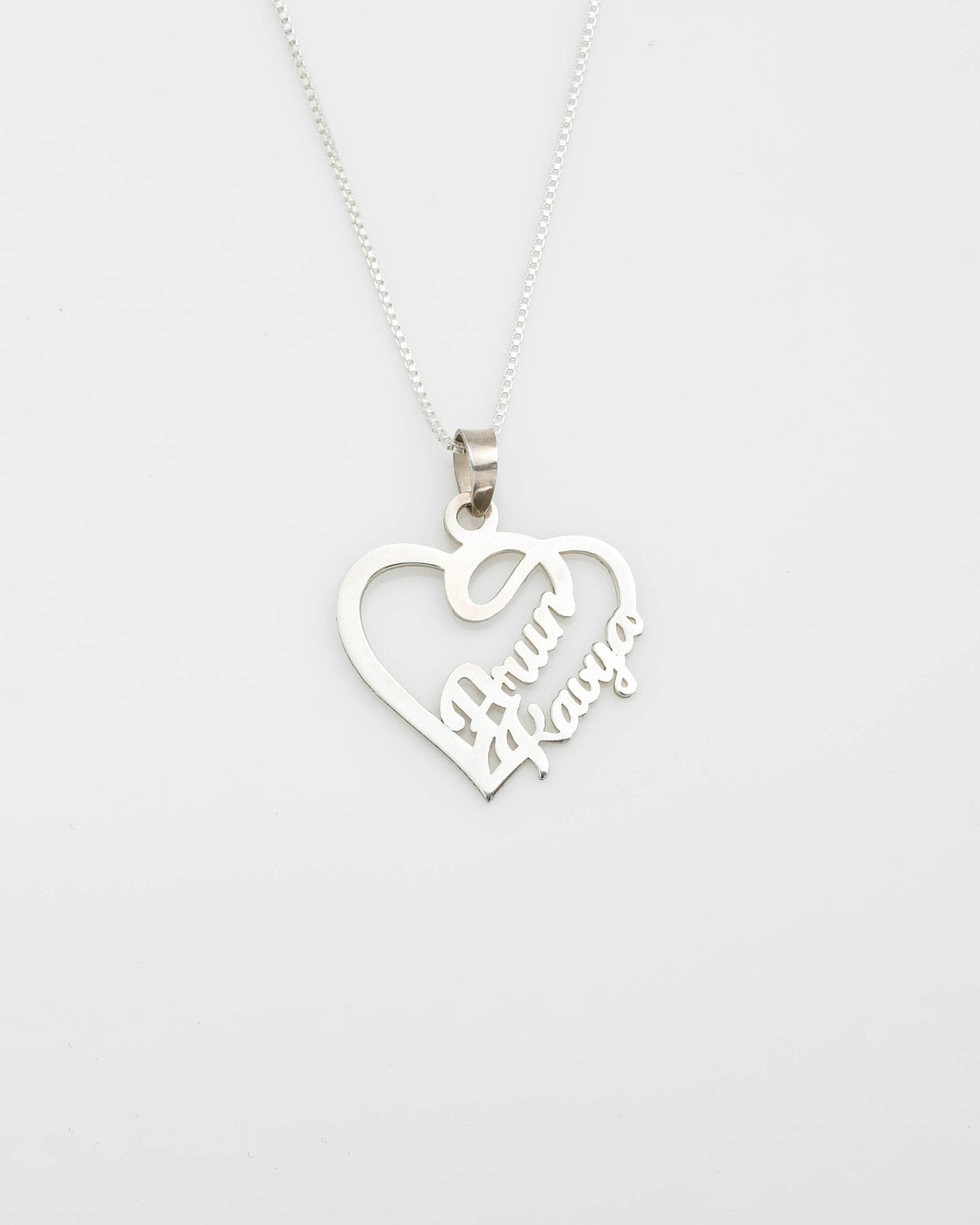 PERSONALISED COUPLE NAME ON HEART PENDANT